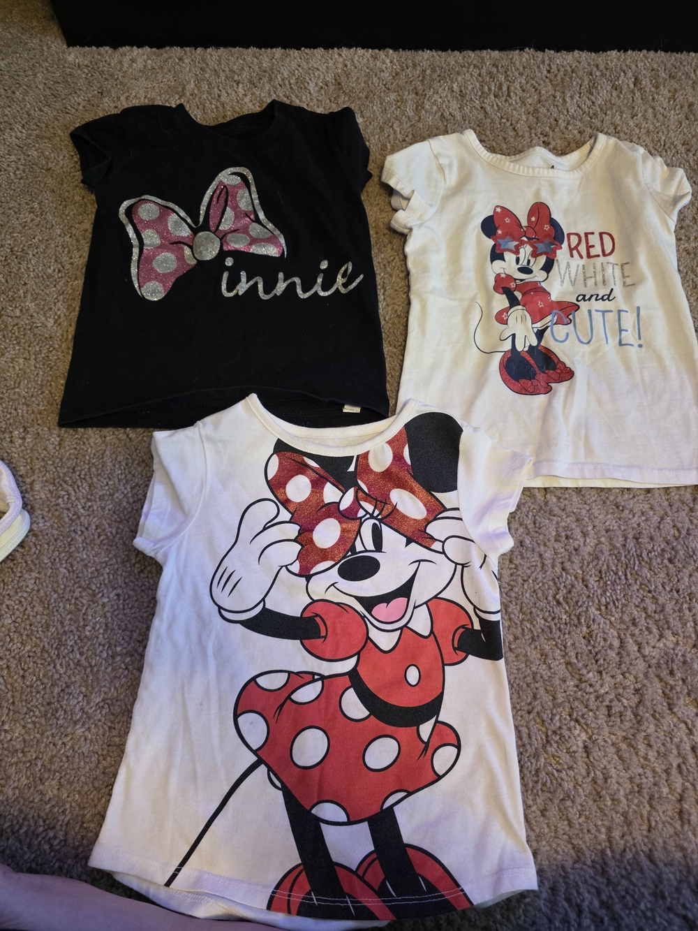 Minnie Mouse Girls Tee Bundle - Black, White, Red